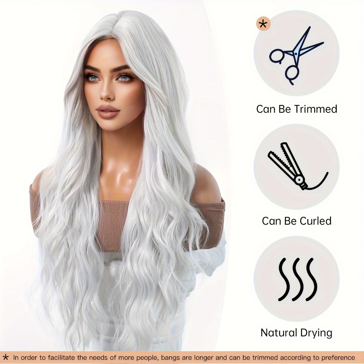 Hair Care Nature - Anxin Marka Sentetik Elyaf Peruk: Gümüş-Beyaz
