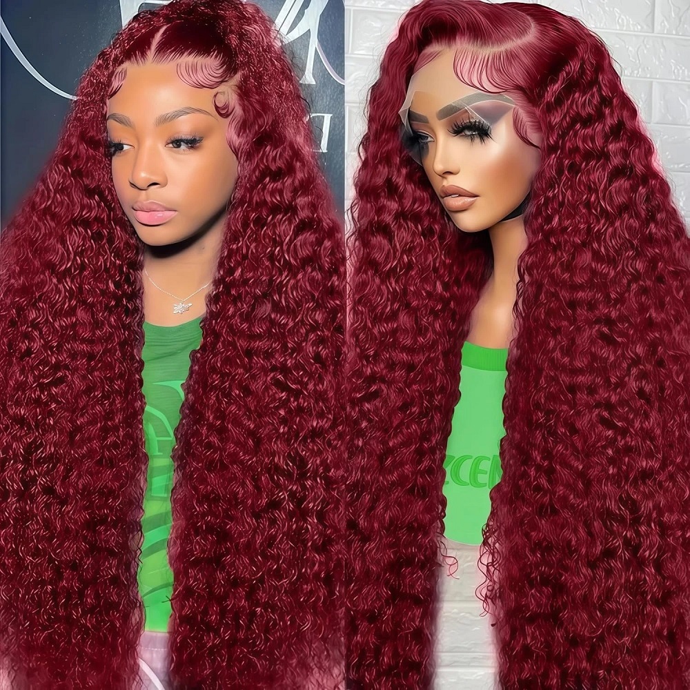 Lace Front Wig - 99J Bordo Renkli Derin Dalgalı 200