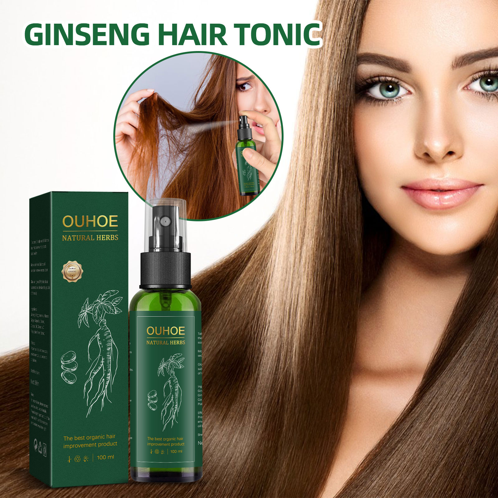 Hair Care Natural Products - Doğal Bitkisel Ginseng Saç Bakım Spreyi